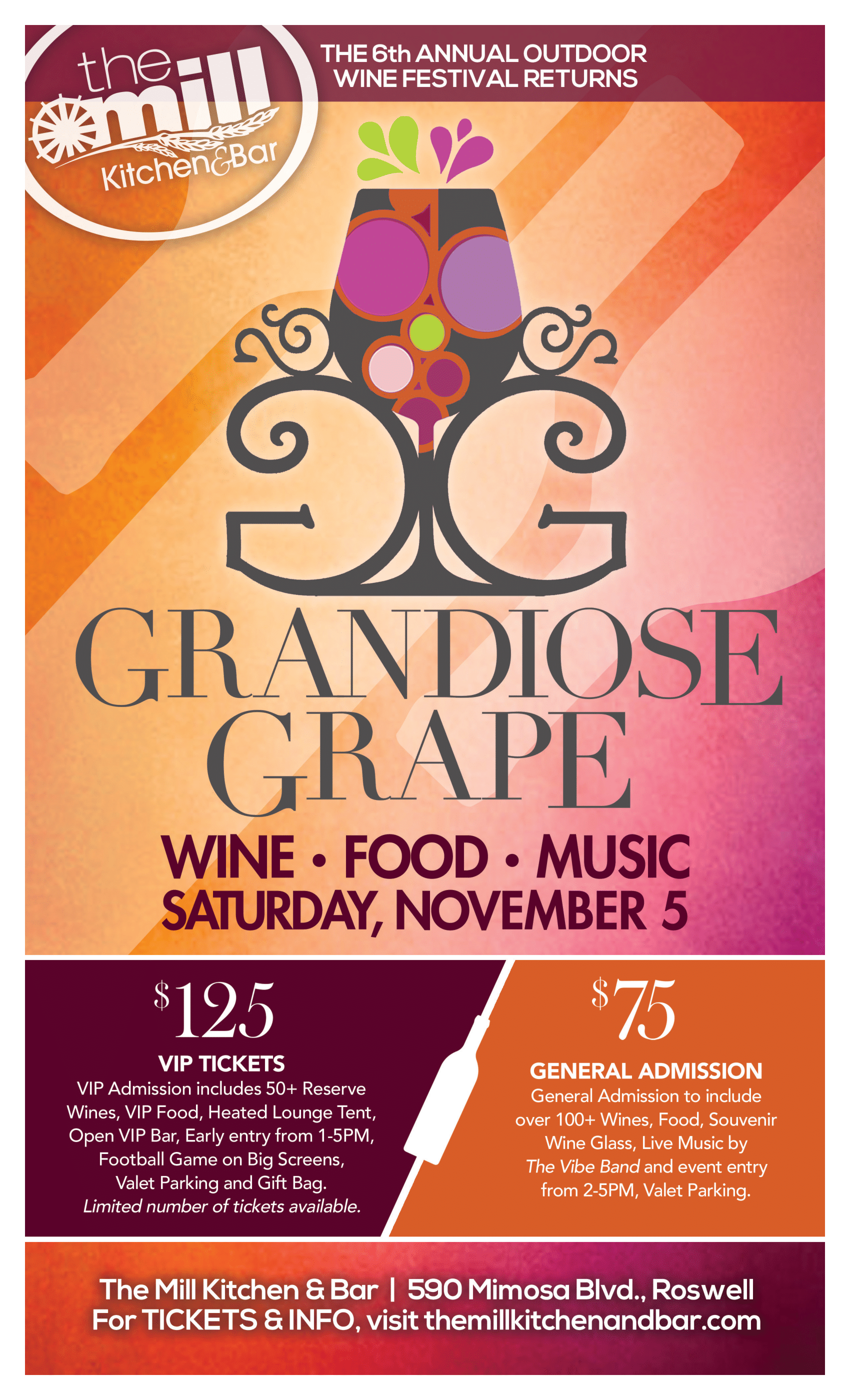 Grandiose Grape Wine Festival The Mill Kitchen and Bar Roswell, GA